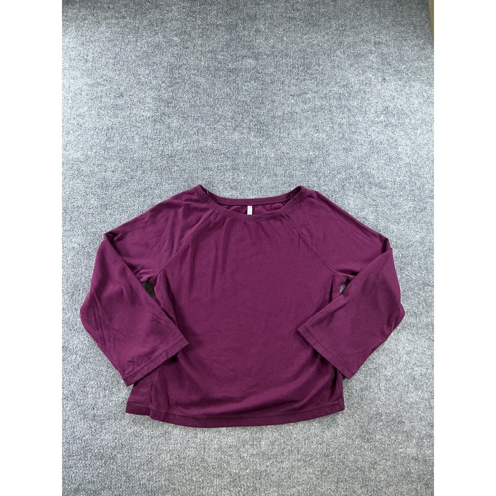 Fabletics Womens XS Plum Purple Fleece Lined Raglan Long Sleeve Active Top